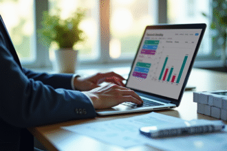 Professionnel analysant des graphiques financiers au bureau