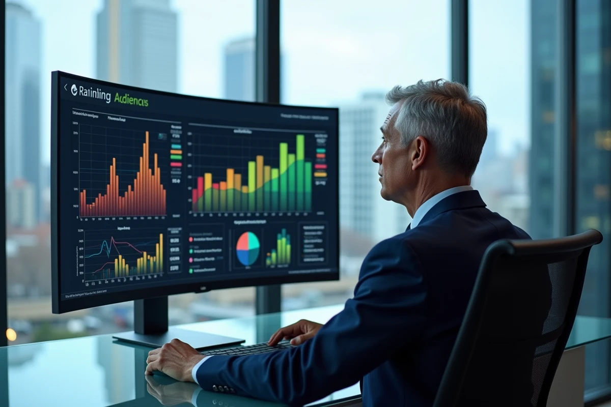 Dirigeant médias analysant les audiences télévisées et leur impact sur les rémunérations des animateurs
