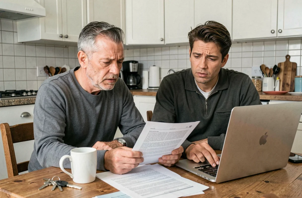 Couple de propriétaires consultant les conditions d'indemnisation de leur assurance loyer impayé