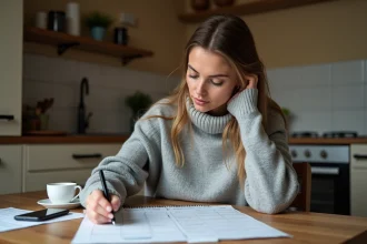 Femme consultant un calendrier budgétaire pour anticiper les dates de paiement CAF en 2026