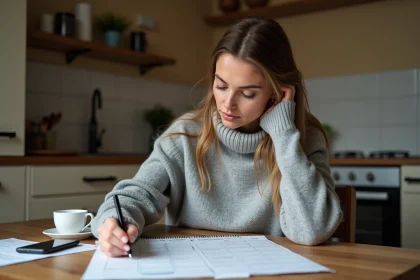 Femme consultant un calendrier budgétaire pour anticiper les dates de paiement CAF en 2026