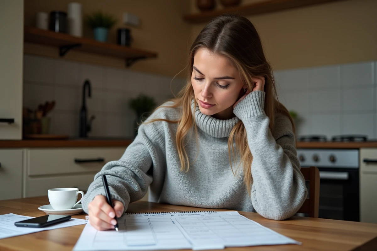 Femme consultant un calendrier budgétaire pour anticiper les dates de paiement CAF en 2026