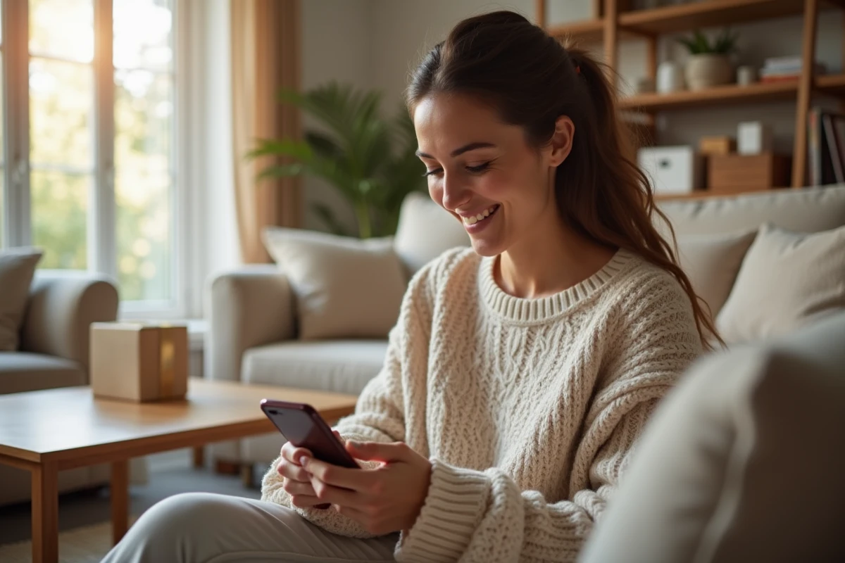 Femme souriante utilisant son smartphone pour un pool d