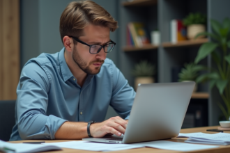Homme d'affaires analysant un tableau financier au bureau
