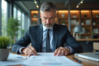 Homme d'affaires en réunion dans un bureau moderne
