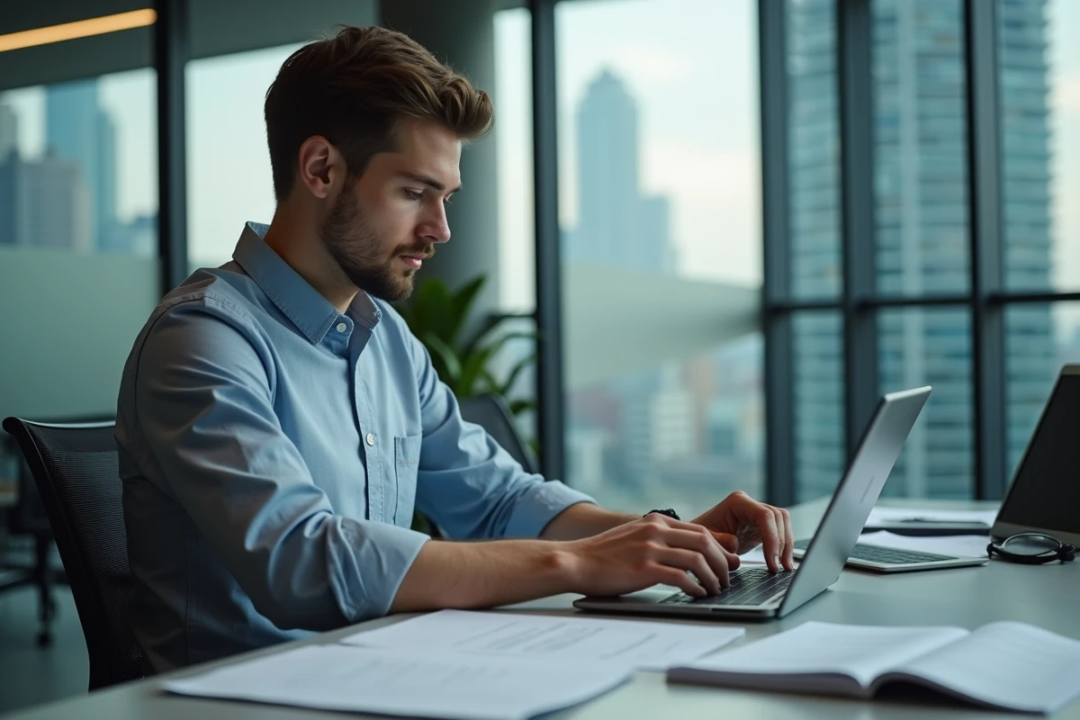 Jeune homme remplit ses détails bancaires sur une tablette
