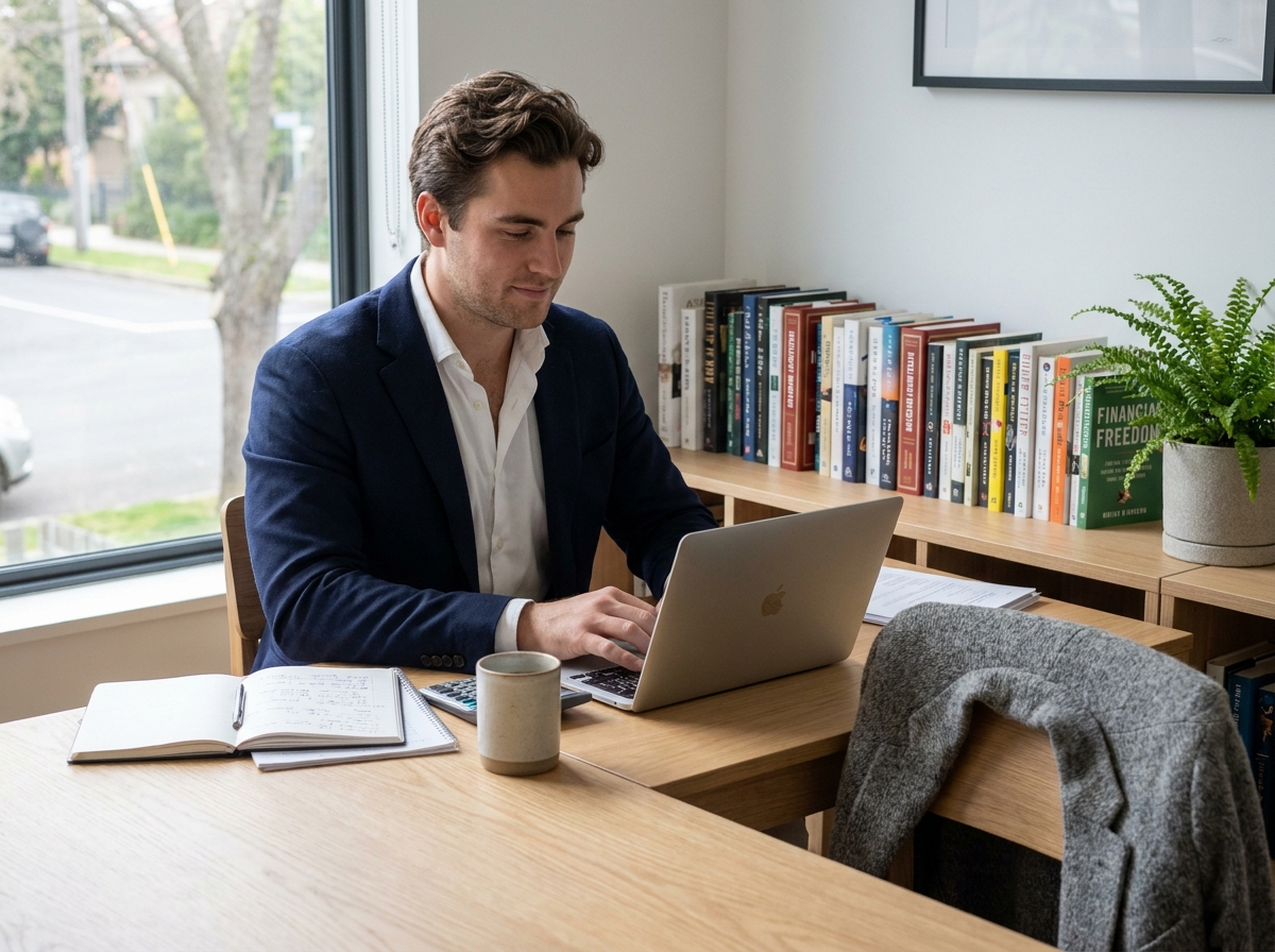 Jeune homme concentré travaillant sur son ordinateur dans un bureau moderne