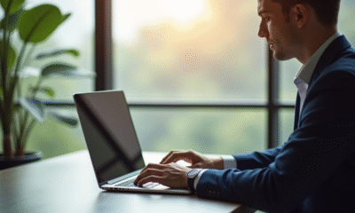 Jeune professionnel utilisant un ordinateur pour la sécurité en ligne