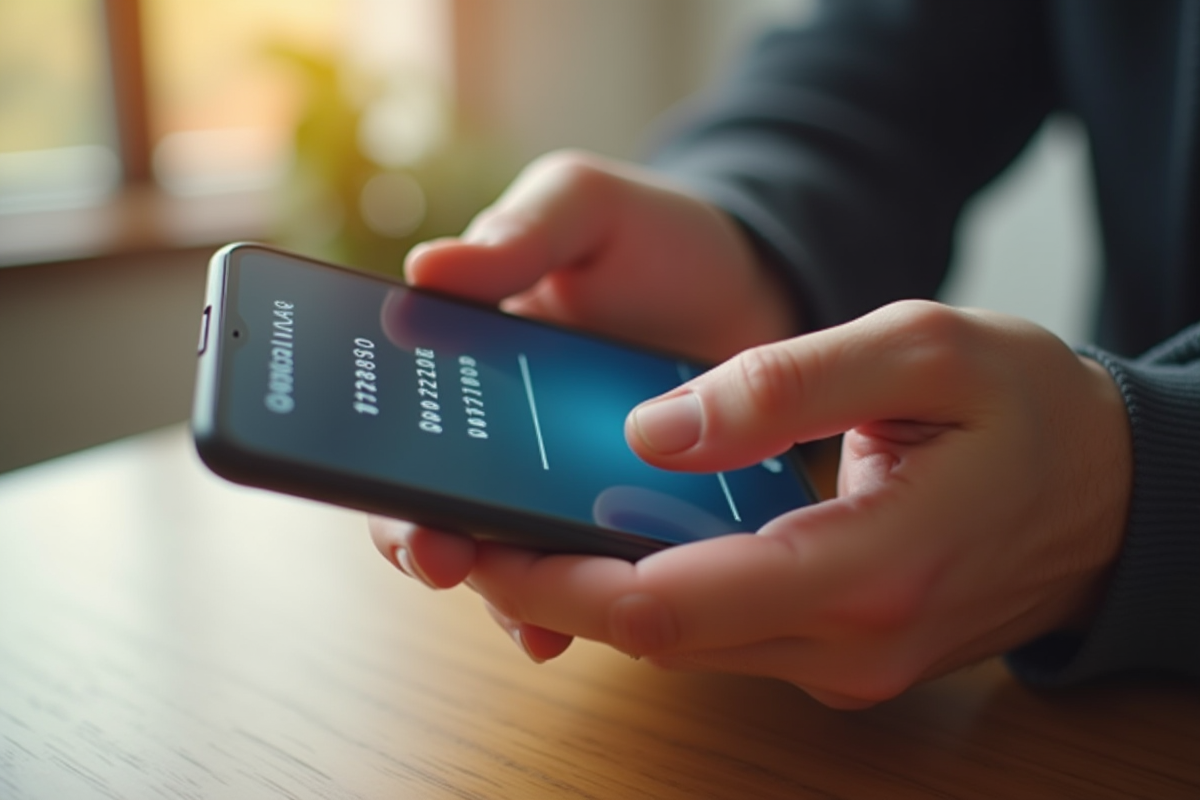 Mains tenant un smartphone affichant un code de deuxfacteur