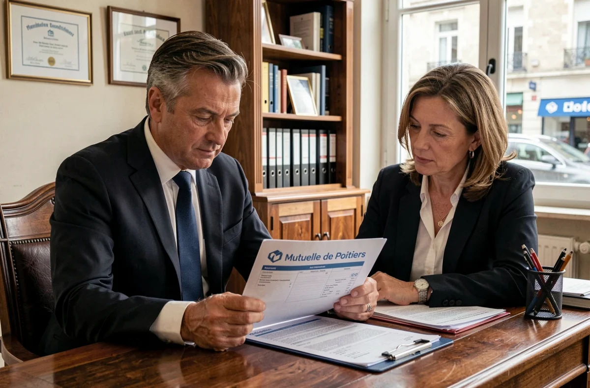 Courtier Philippe Sanchez-Cruz de la Mutuelle de Poitiers à Cholet en consultation avec une cliente