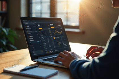 Personne examinant un portefeuille Bitcoin sur un ordinateur