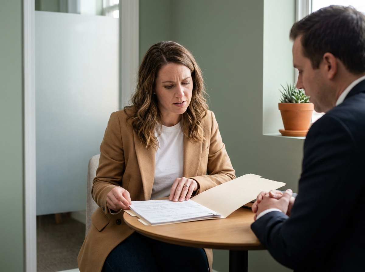 Entrepreneur en profession libérale en rendez-vous avec un conseiller juridique pour comprendre ses obligations avant de se lancer