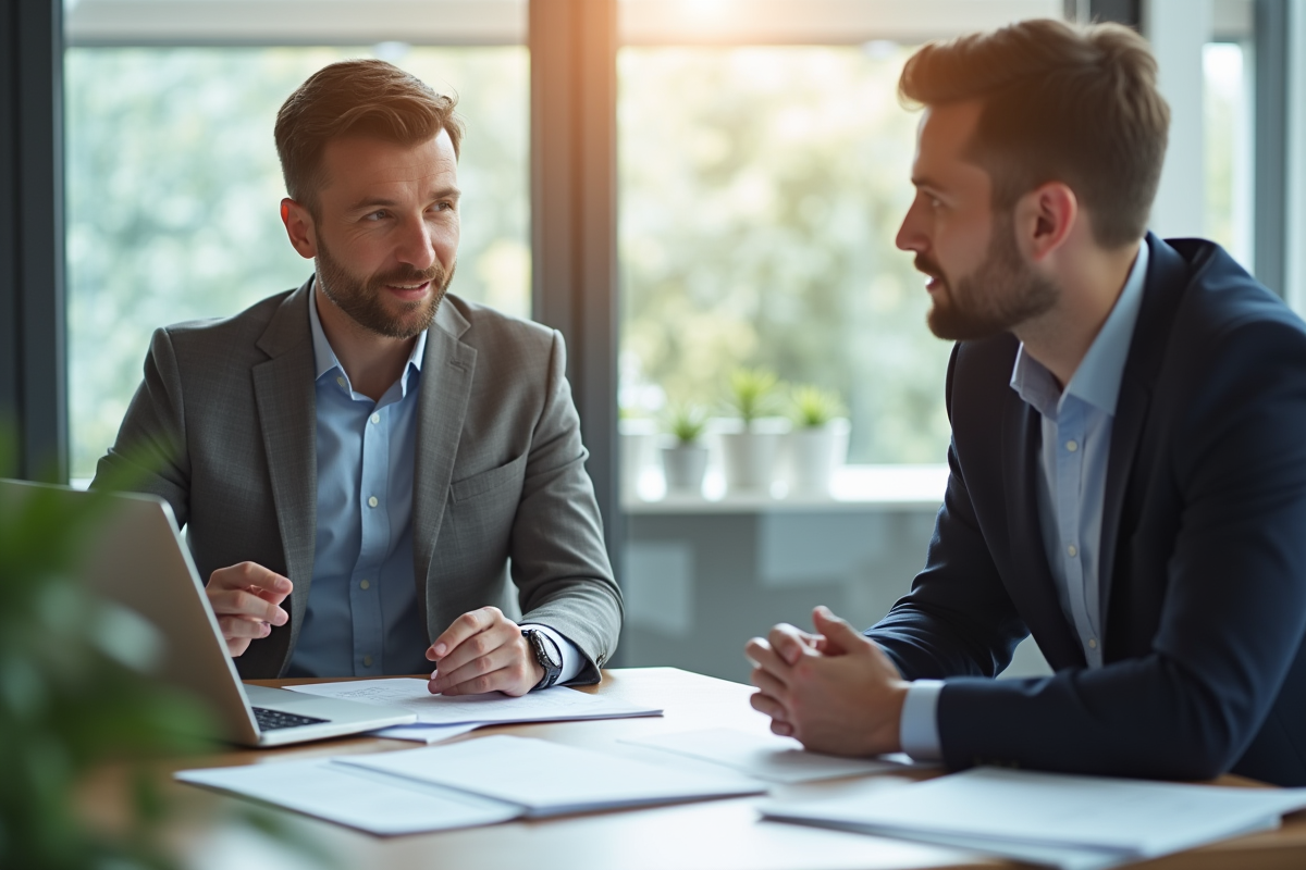 Rencontre entre un consultant et un comptable dans un bureau moderne