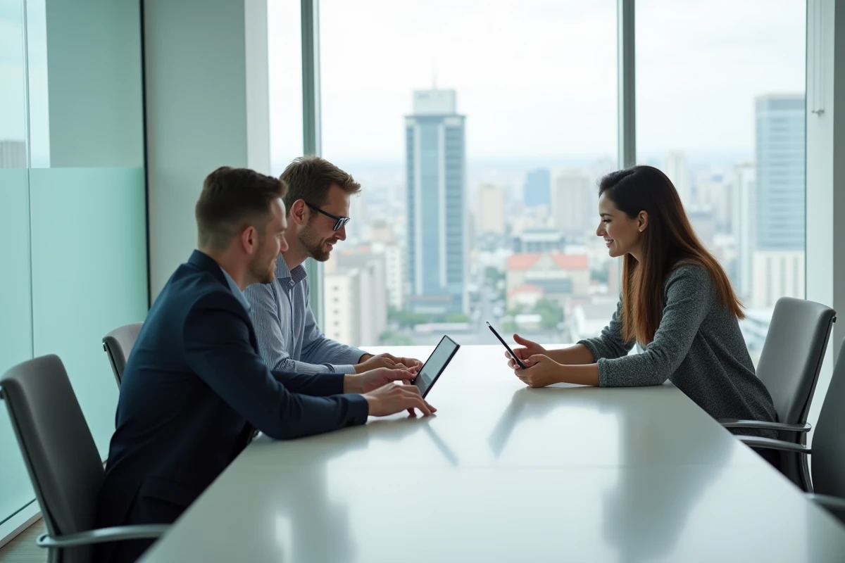 Couple en réunion avec un conseiller pour gérer leurs contrats d'assurance AXA