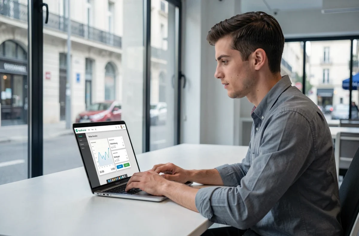 Courtier Vousfinancer utilisant une plateforme numérique de comparaison de crédits immobiliers à Marseille
